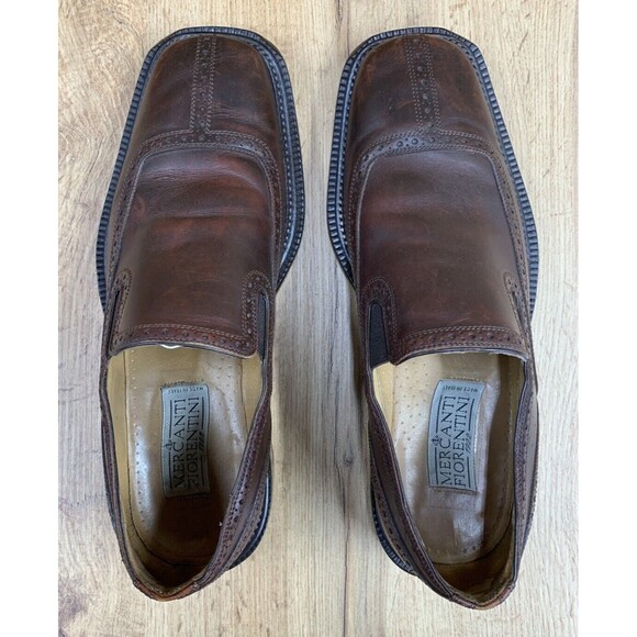 Mercanti Fiorentini Leather Slip On Brogue Dress Shoes Men Size 10 M Brown 5000 main image 8